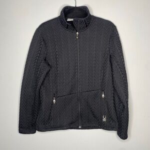 Spyder Core Sweater Full Zip Jacket Black Fleece Lined Size Large